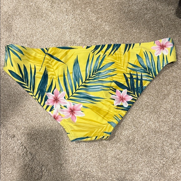 Kona Sol Yellow Leaf Print Bikini Bottom - Picture 5 of 7